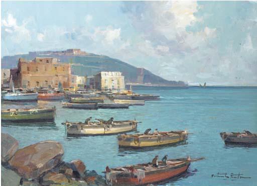 Fortunato Fontana - Fishing vessels on the Neopolitan coast ;and Another similar at night