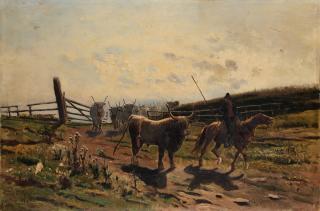 Fortunato Rocchi - Buttero con buoi