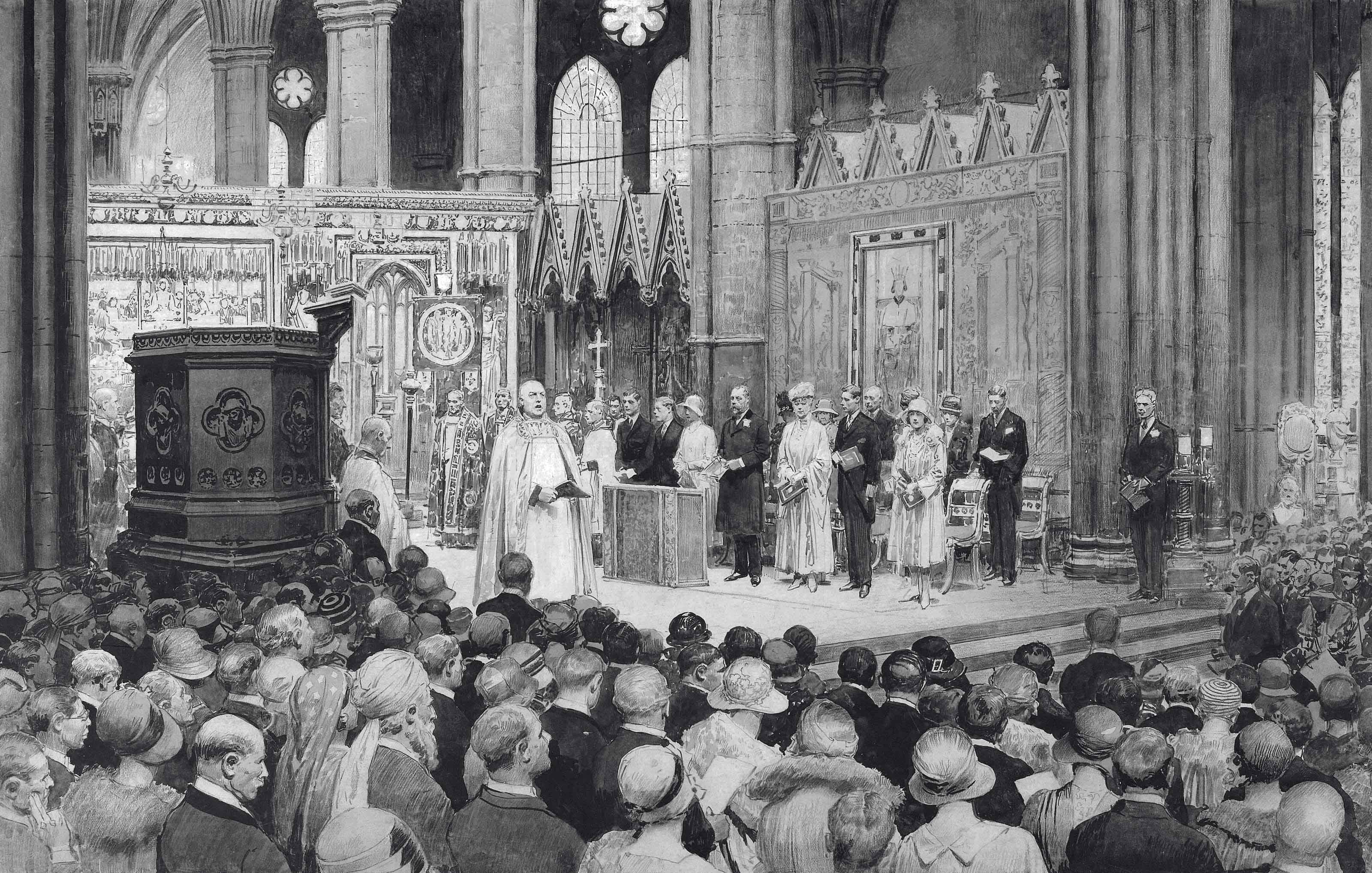 Fortunino Matania, R.I. - The nation gives thanks for the recovery of the King, Westminster Abbey