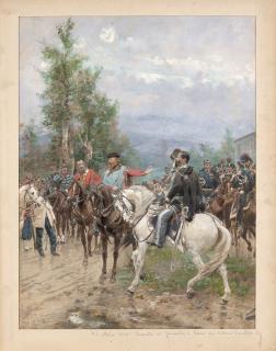 Fortunino Matania - Incontro di Garibaldi a Teano con Vittorio Emanuele II