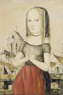 Foujita Tsuguharu - Girl praying