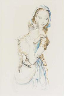 Foujita Tsuguji - [Jeune fille au chat]