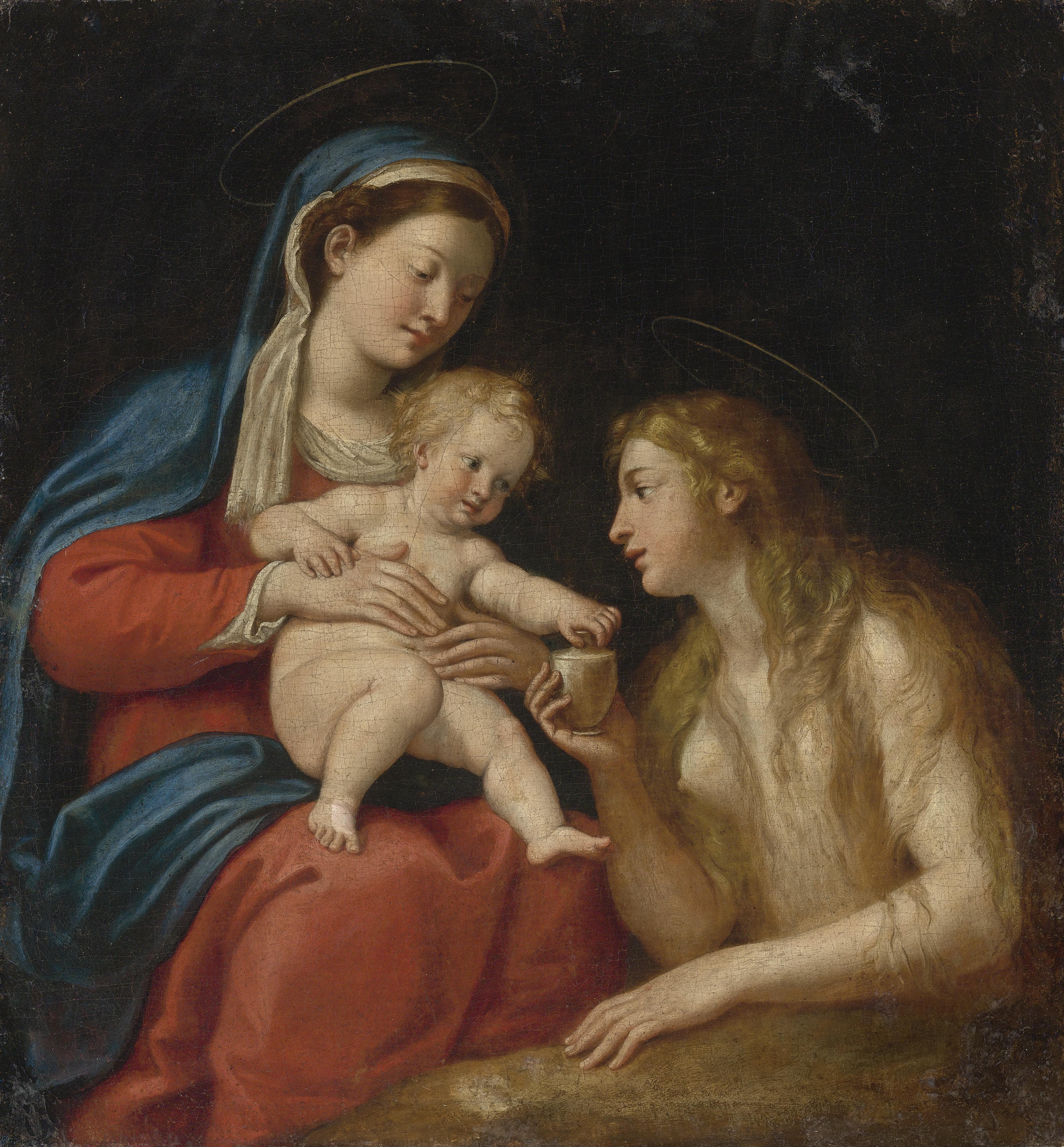 Francesco Albani - Madonna And Child With Mary Magdalene