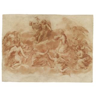 Francesco Allegrini - Christ In Glory With Angels And A Saint Kneeling In Adoration