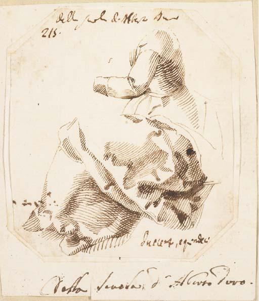 Francesco Allegrini - Etude De Draperie, Figure Tournée Vers La Gauche