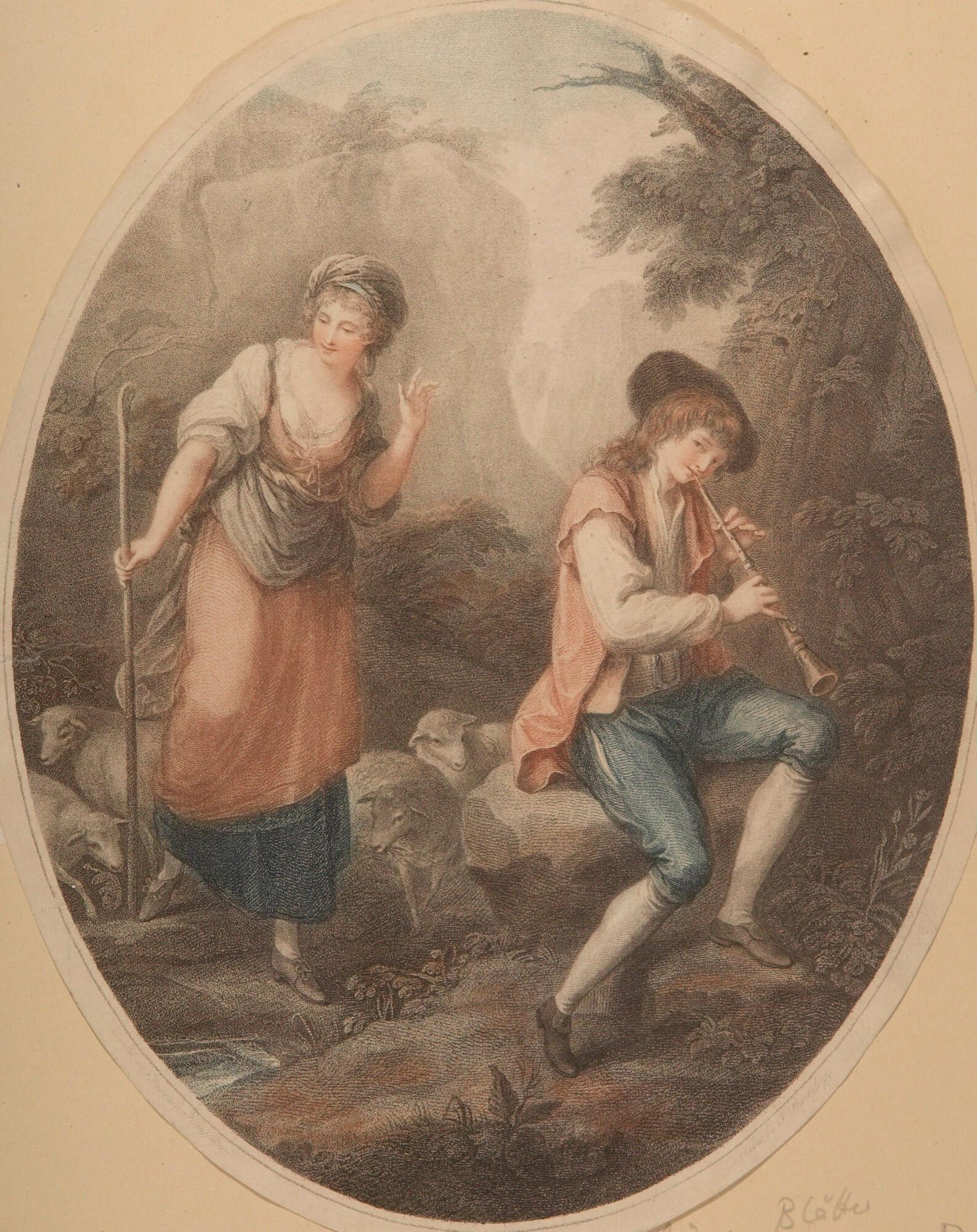 Francesco Bartolozzi - 2 Bll.: Schäferin lauscht einem flötespielendem Schäfer – NV