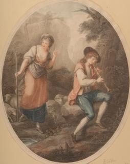 Francesco Bartolozzi - 2 Bll.: Schäferin lauscht einem flötespielendem Schäfer – NV