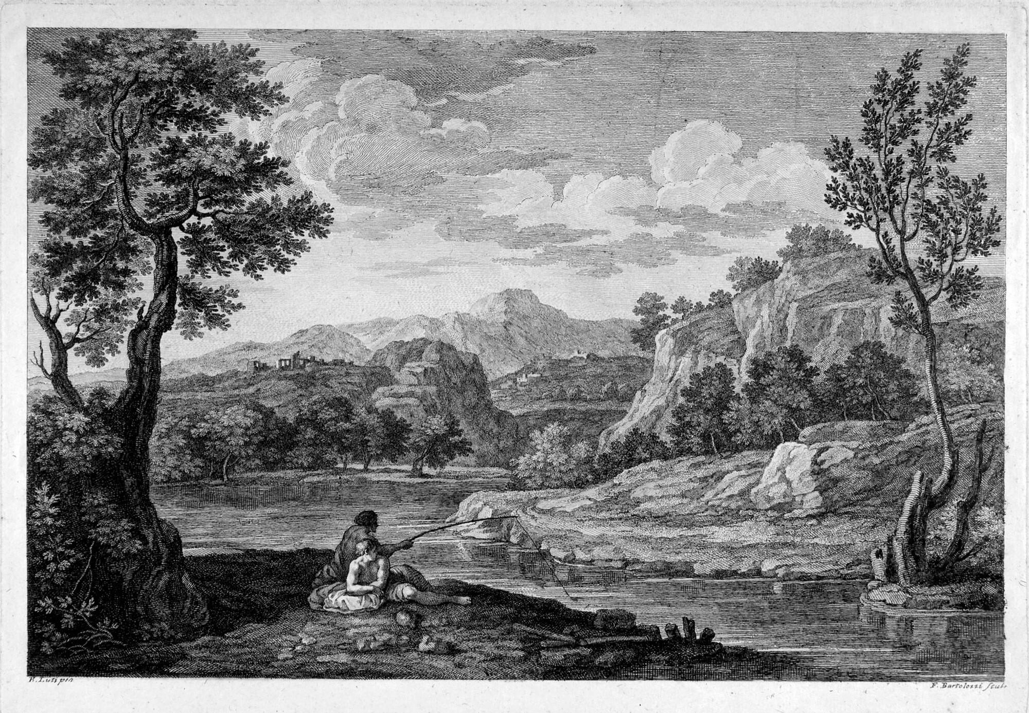 Francesco Bartolozzi - 5 Bll.: Südliche Landschaft und figürliche Darstellungen.