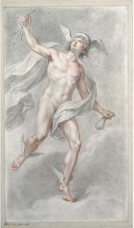 Francesco Bartolozzi - Mercury carrying his caduceus looking up to the left
