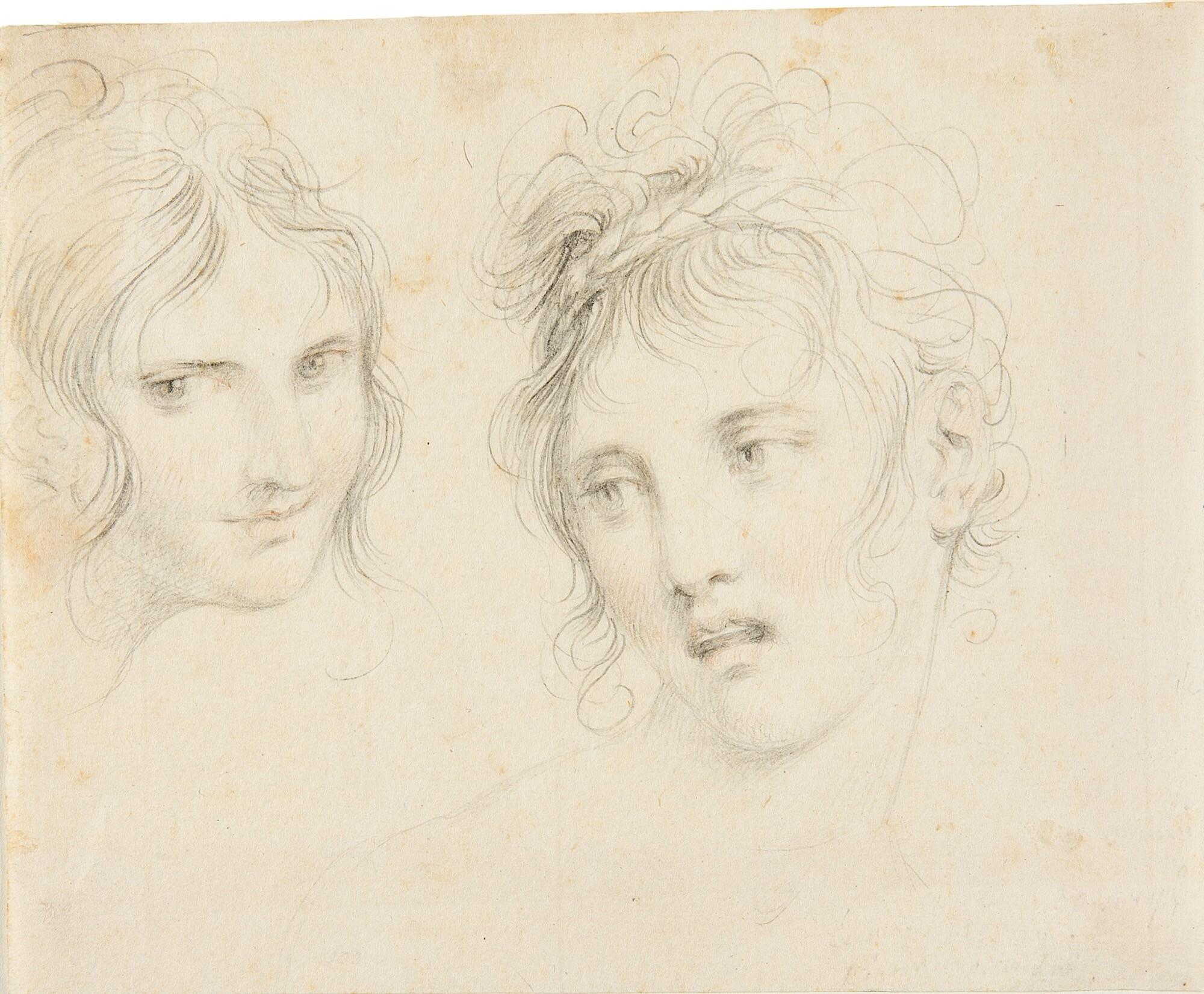 Francesco Bartolozzi - Zwei Kopfstudien junger Frauen.