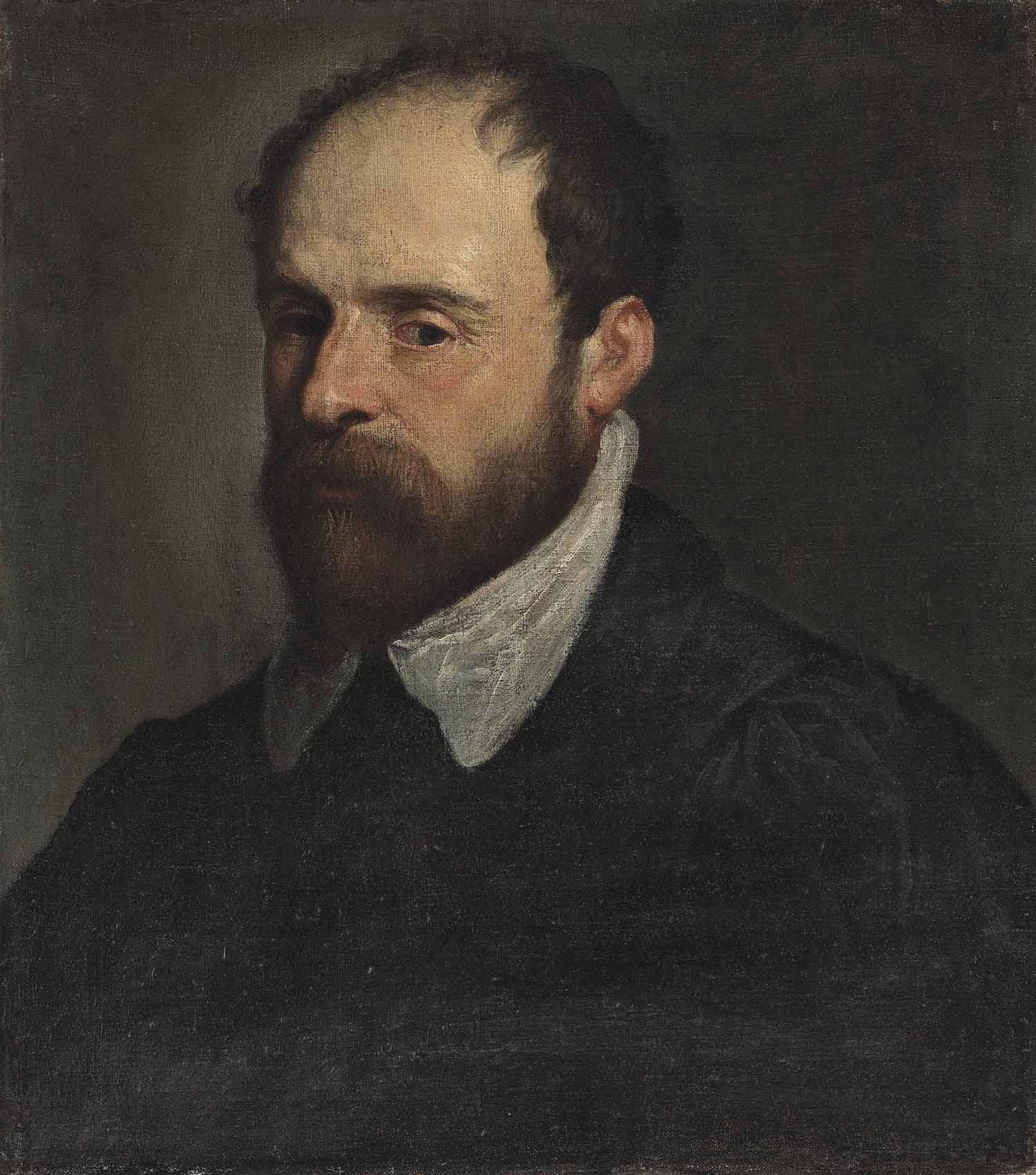 Francesco Bassano - Portrait of a bearded gentleman, half-length, in a black doublet with a white collar