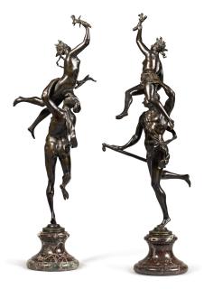 Francesco Bertos - pair of allegorical groups: Carrying off Fame and Folly Supporting Spring