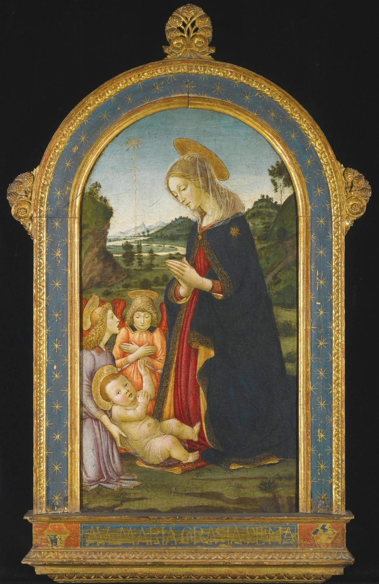 Francesco Botticini - Madonna And Two Angels Adoring The Christ Child