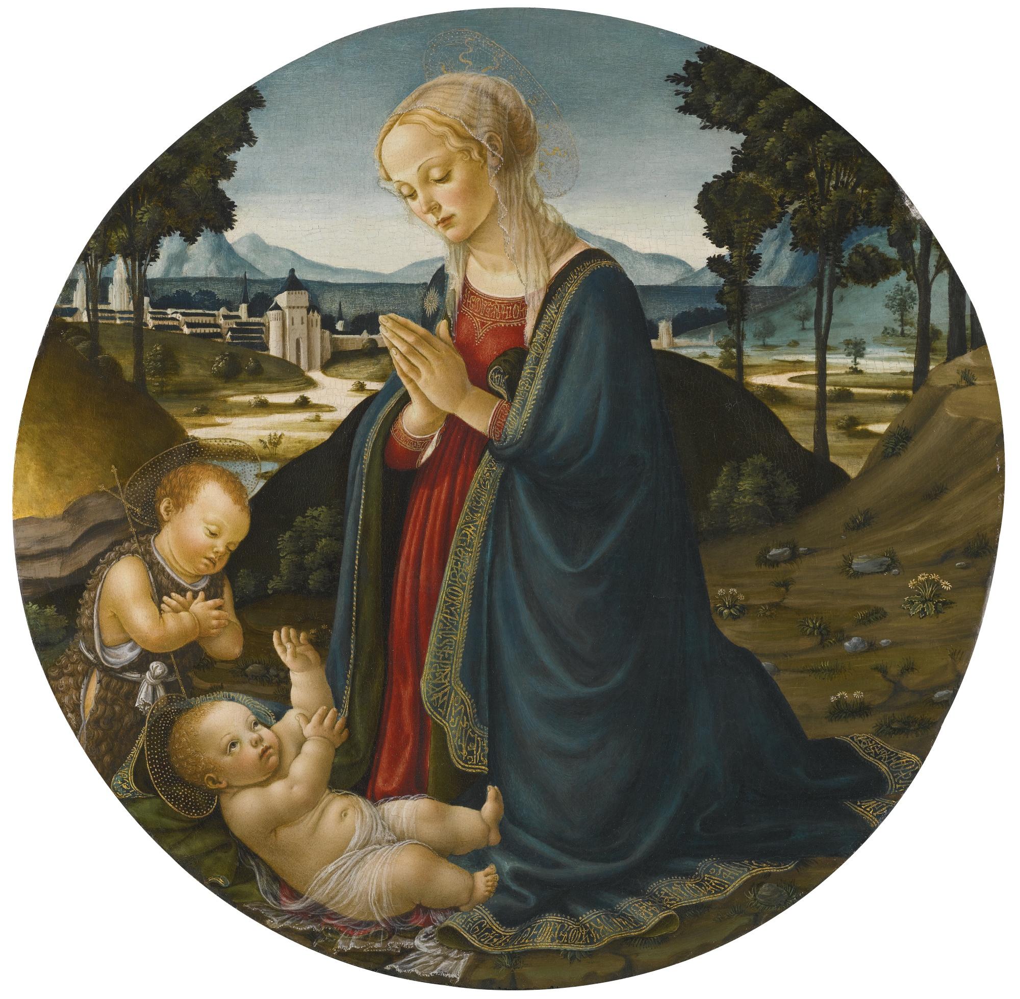 Francesco Botticini - The Madonna And Child With The Infant Saint John The Baptist In A Landscape