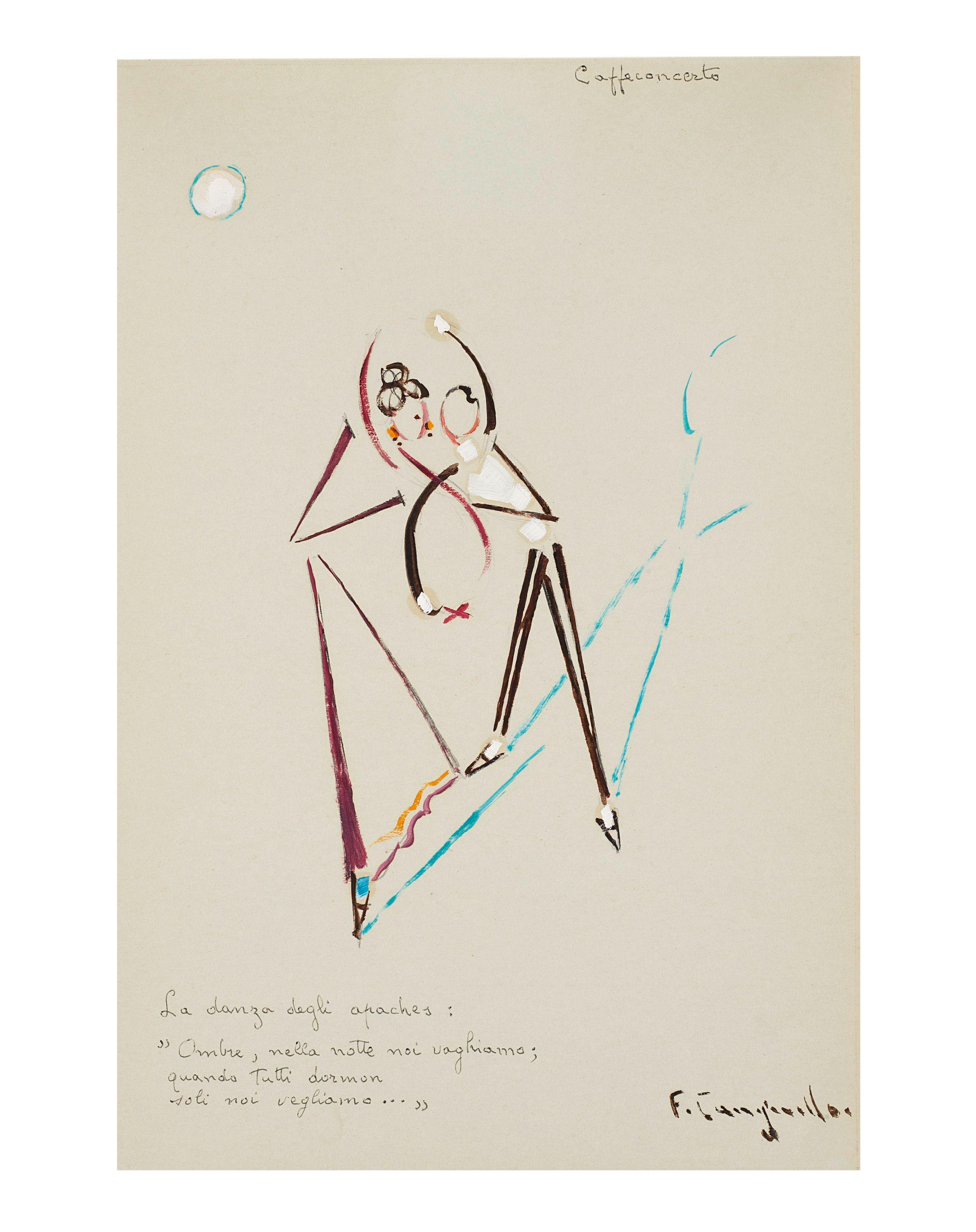 Francesco Cangiullo - La Danza Degli Apaches (Caffeconcerto), Circa 1916