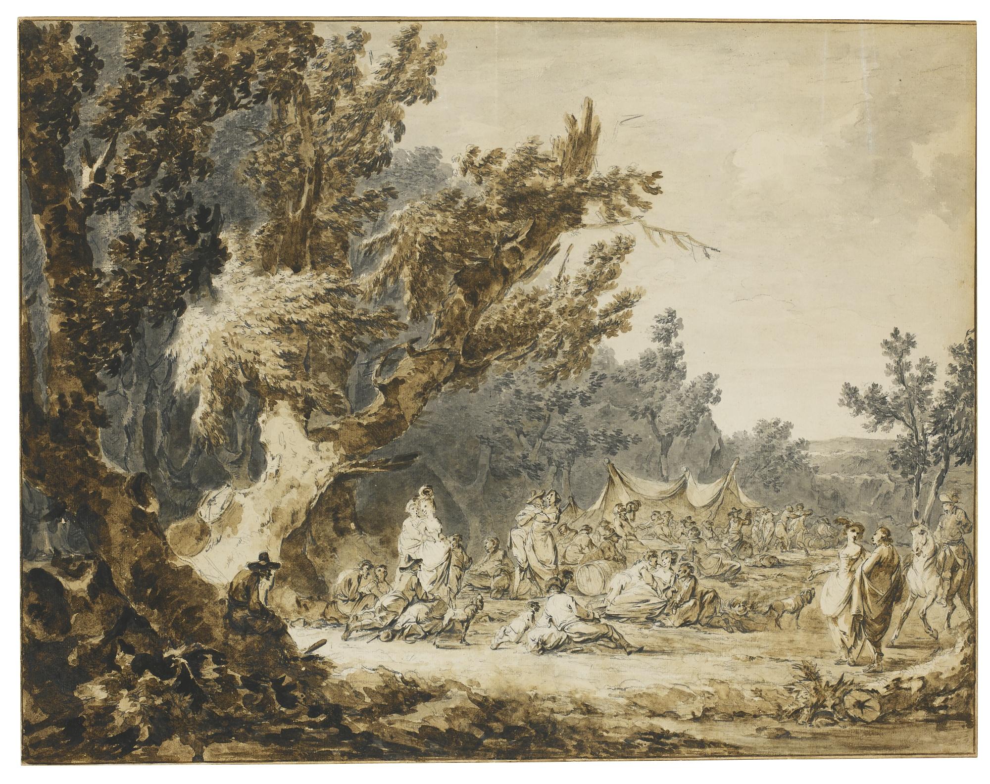 Francesco Casanova - A Woody Landscape With A Military Camp