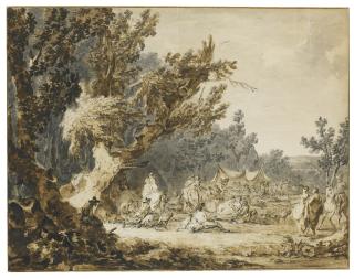 Francesco Casanova - A Woody Landscape With A Military Camp