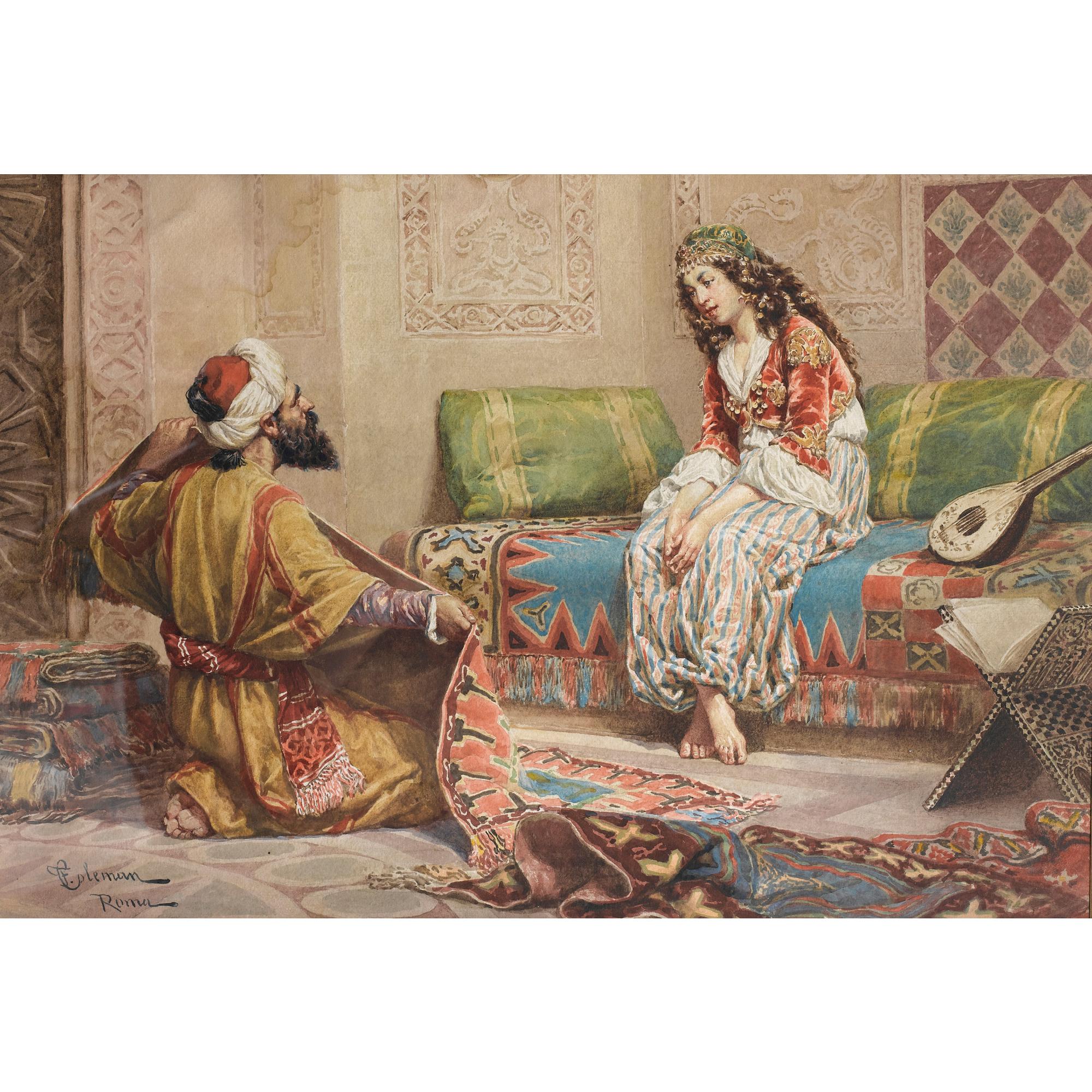 Francesco Coleman - Le Marchand De Tapisfrancesco Coleman ; The Carpet Merchant ; Signed And Located Lower Left Roma ; Watercolour