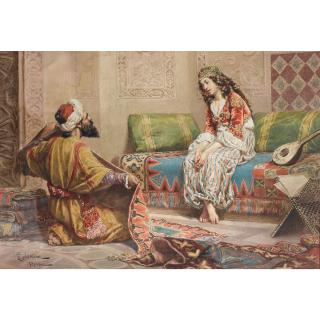 Francesco Coleman - Le Marchand De Tapisfrancesco Coleman ; The Carpet Merchant ; Signed And Located Lower Left Roma ; Watercolour