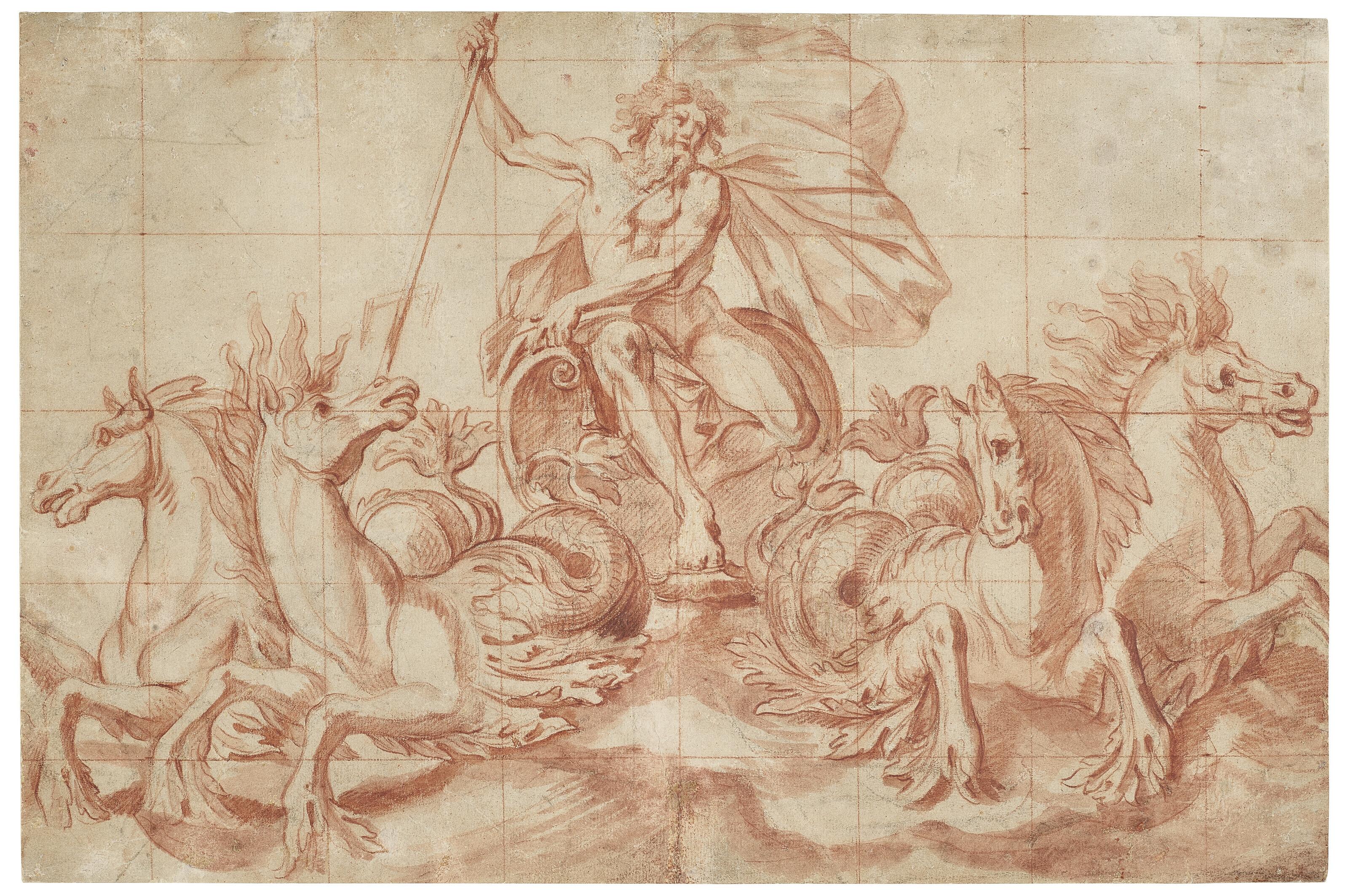 Francesco Cozza - Neptune in a chariot drawn by four hippocampi