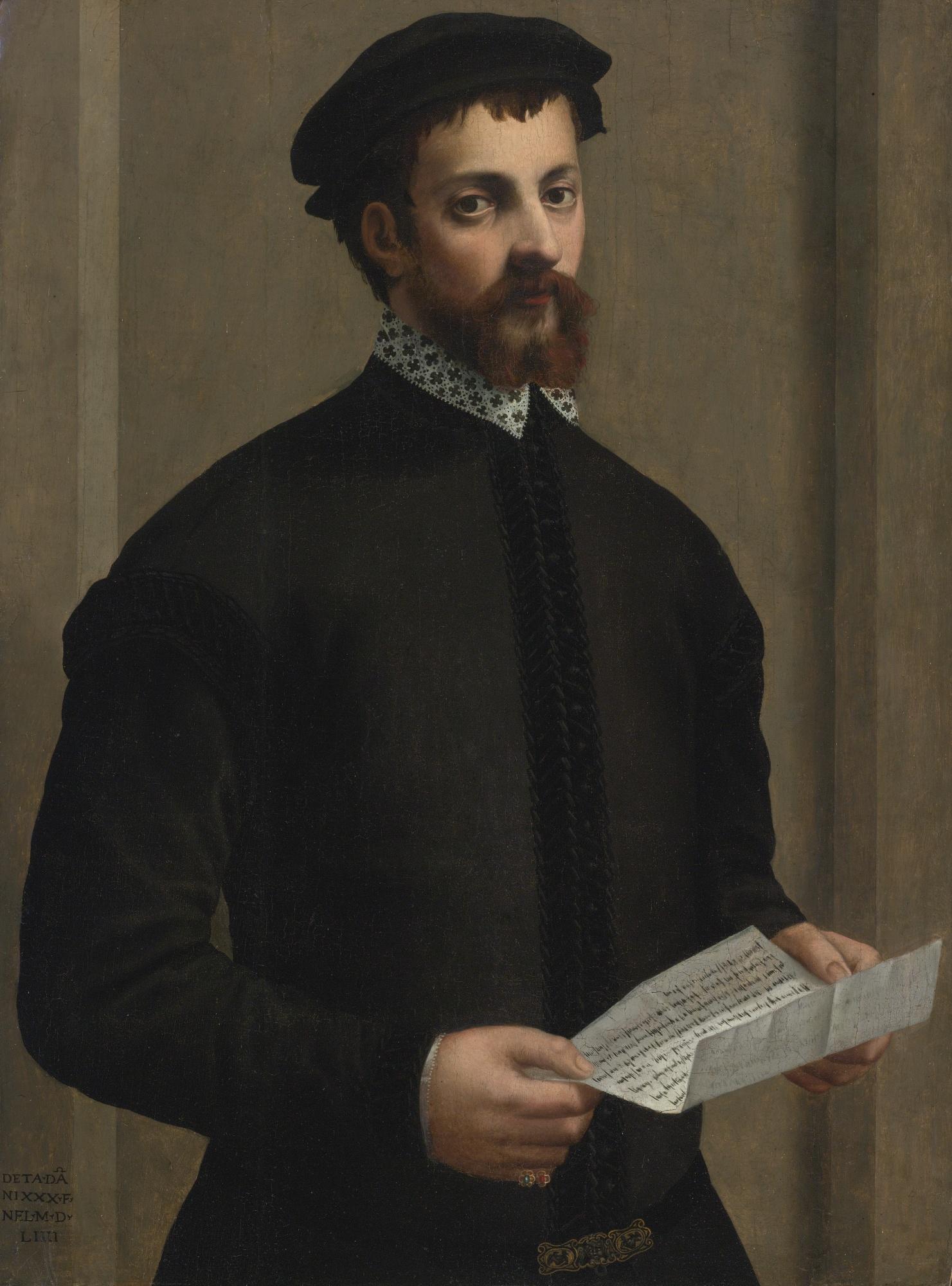 Francesco De\' Rossi - Portrait Of A Gentleman Holding A Letter