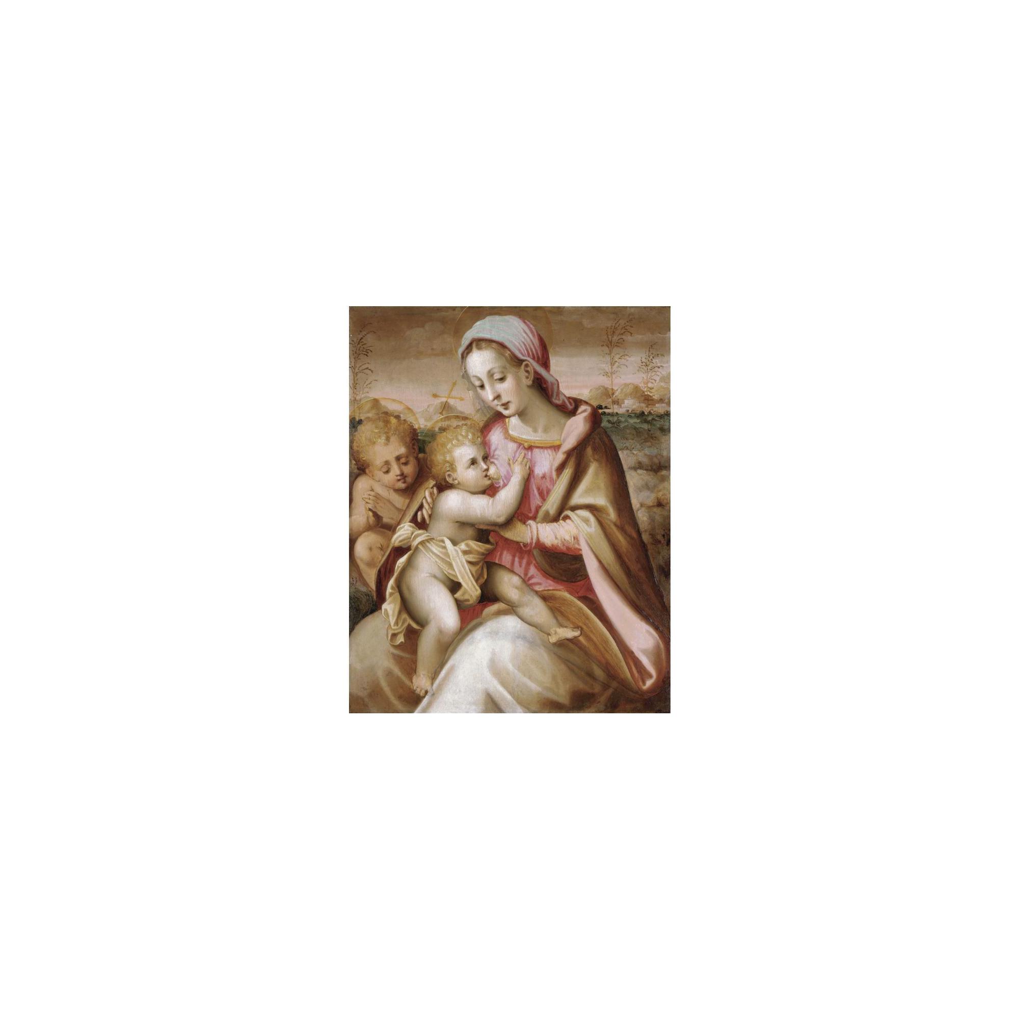 Francesco del Brina - The  Madonna Suckling The Christ Child With The Infant Saint John The Baptist In A Landscape
