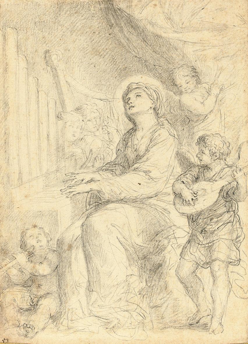 Francesco Fernandi - Saint Cecilia playing the organ accompanied by putti
