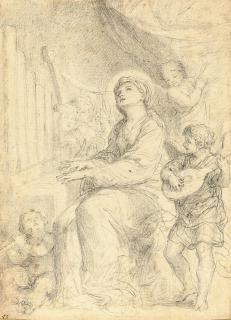 Francesco Fernandi - Saint Cecilia playing the organ accompanied by putti