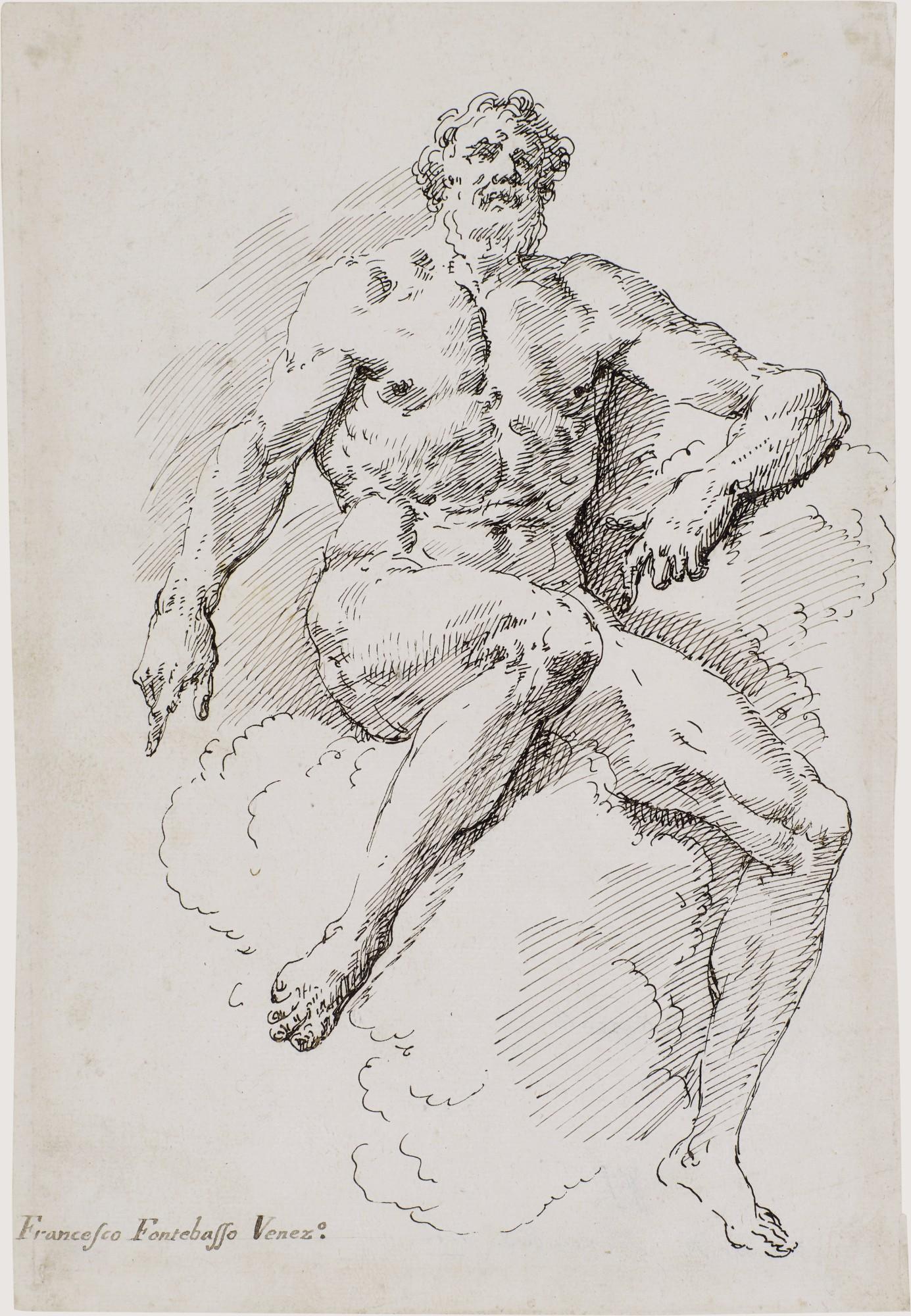 Francesco Fontebasso - Hercules seated on a cloud