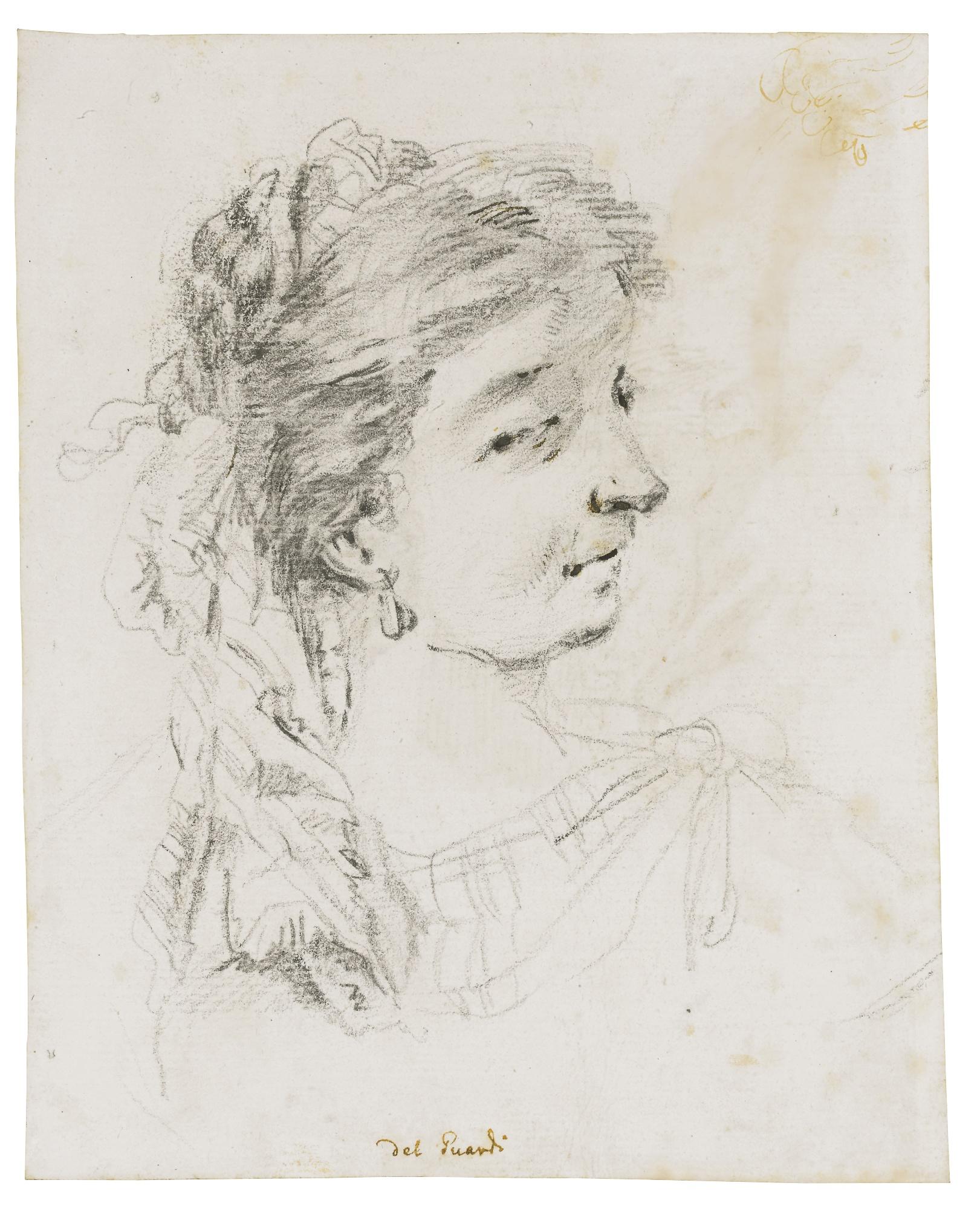 Francesco Fontebasso - Recto: Head Of A Young Girl Looking Over Her Shoulder To The Right Verso: A Reclining Female Nude