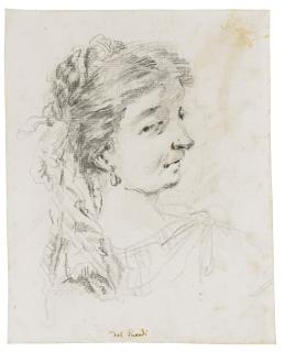 Francesco Fontebasso - Recto: Head Of A Young Girl Looking Over Her Shoulder To The Right Verso: A Reclining Female Nude