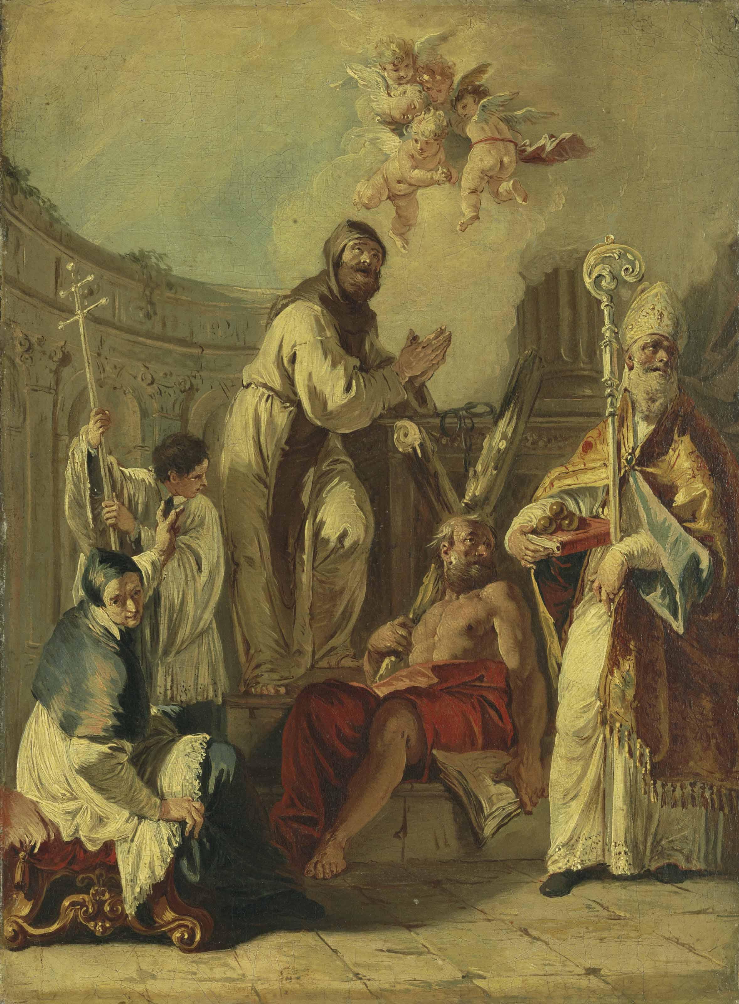 Francesco Fontebasso - Saint Leonard Between Saint Lawrence Giustiniani, Saint Andrew And Saint Nicholas