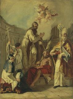 Francesco Fontebasso - Saint Leonard Between Saint Lawrence Giustiniani, Saint Andrew And Saint Nicholas