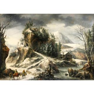 Francesco Foschi - Paysage D\'Hiver Avec Une Grotte