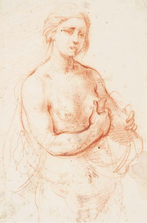 Francesco Furini - Une femme à mi-corps tenant un objet