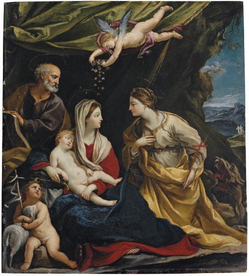 Francesco Gessi - The Holy Family, With Saint Margaret And The Infant Saint John The Baptist