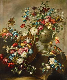 Francesco Guardi - Blumenstillleben mit Papagei