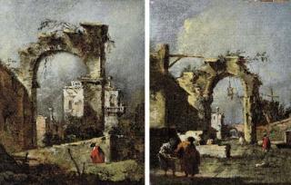 Francesco Guardi - Capricci of ruined arches with figures