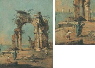 Francesco Guardi - Caprice Architectural Avec Une Arche Et Des Personnages