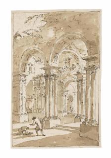 Francesco Guardi - Caprice architecturale avec figures