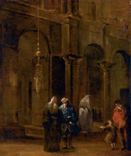 Francesco Guardi - Interno di chiesa con figure