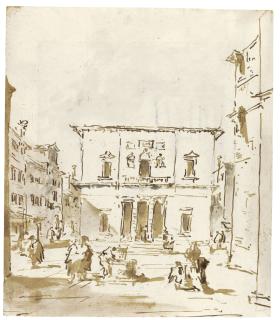 Francesco Guardi - Recto: View Of The Theatre, La Fenice Verso: Partial Sketch Of A Courtyard