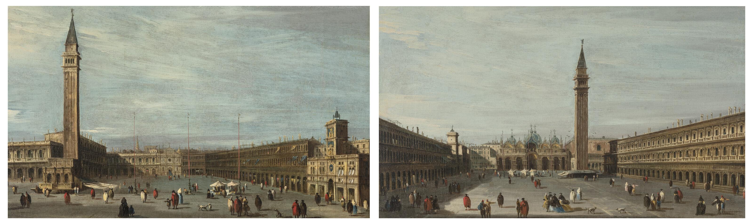 Francesco Guardi - The Piazza San Marco, Venice, looking west; and The Piazza San Marco, Venice, looking east