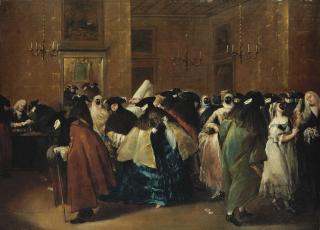 Francesco Guardi - The Ridotto In Venice With Masked Figures Conversing