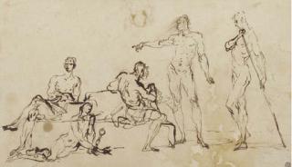 Francesco Lamarra - Cinq études de nus dans des positions différentes