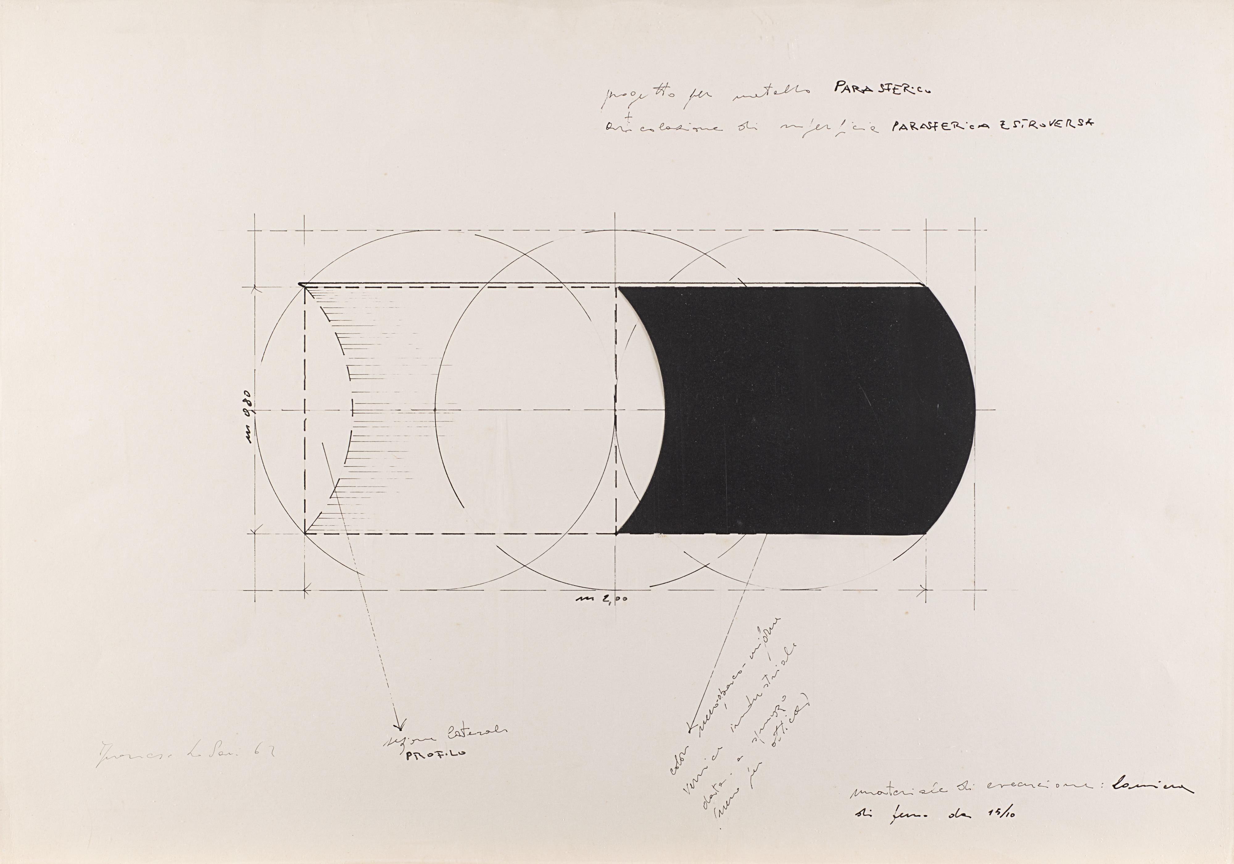Francesco Lo Savio - Progetto per metallo parasferico, articolazione di superficie parasferica estroversa. Progetto G