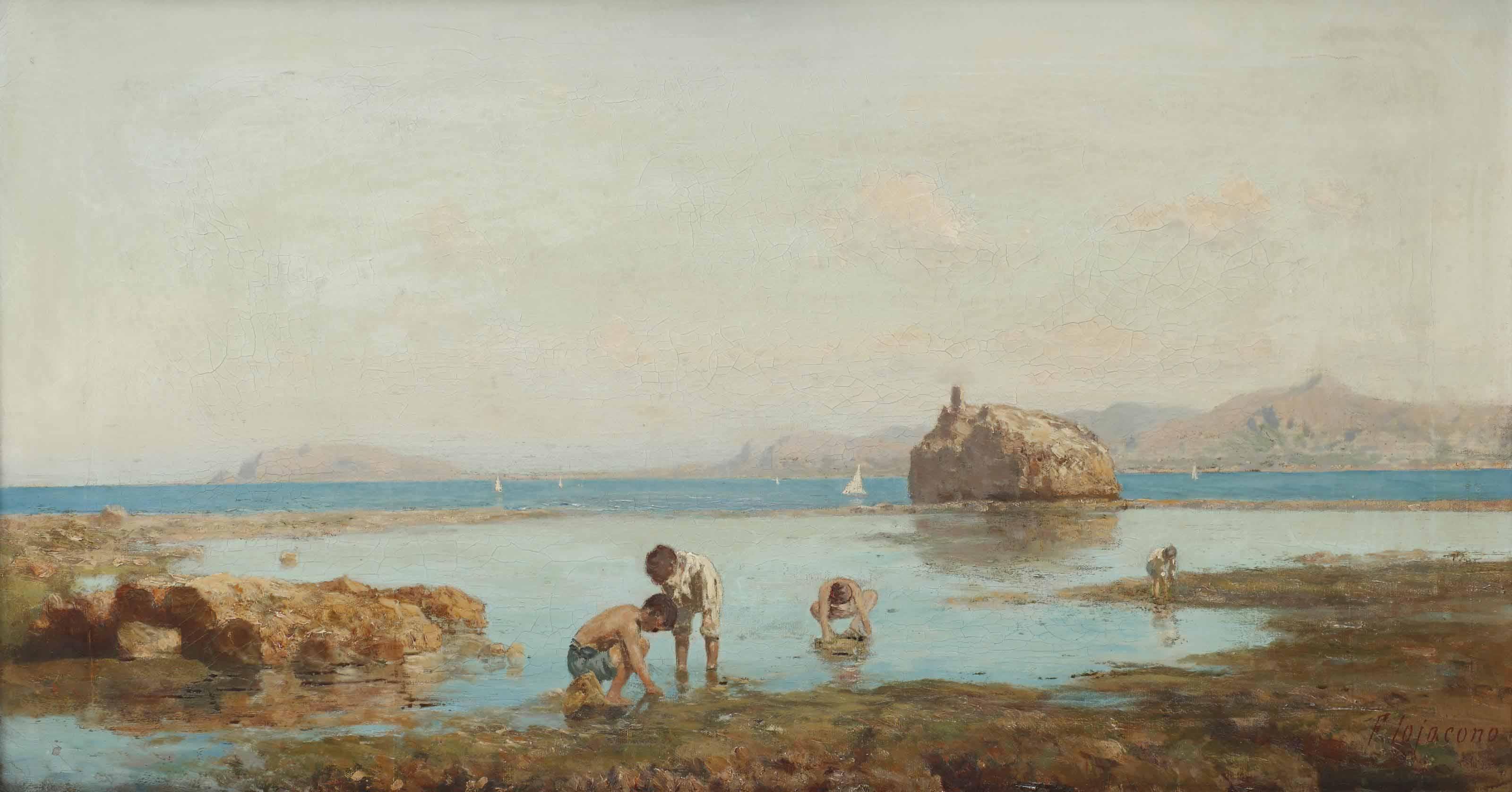 Francesco Lojacono - Children Fishing In The Bay Of Palermo, Sicily