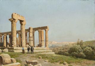 Francesco Lojacono - Tempio di Giunone con Agrigento sullo sfondo