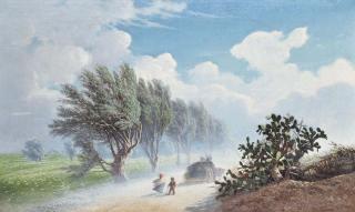 Francesco Lojacono - Travellers Caught In The Wind On A Dusty Track