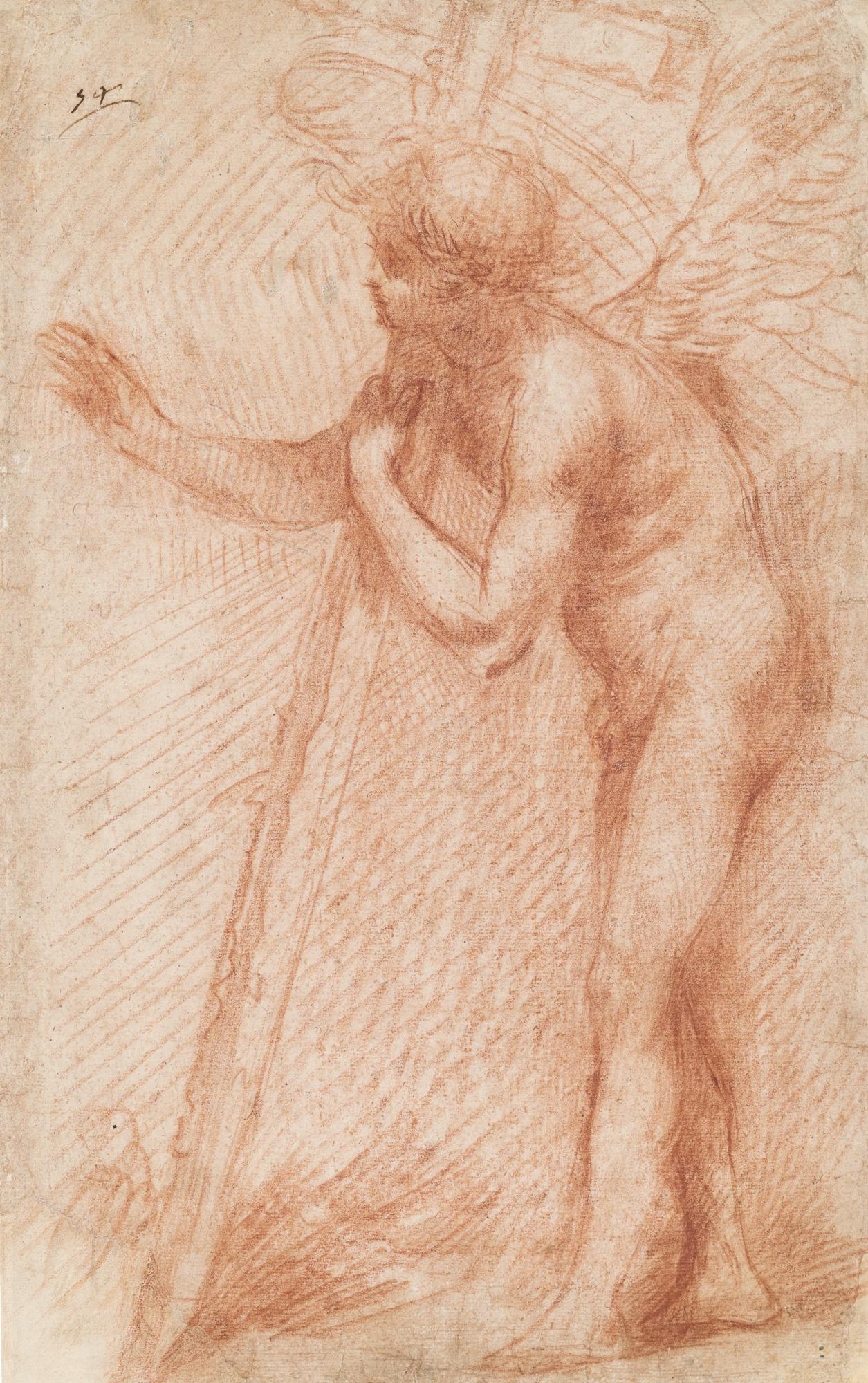 Francesco Montelatici - A Nude Angel Supporting A Cross